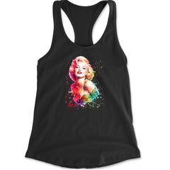 Mrs. Monroe Watercolors Bombshell Racerback Tank Top for Women Black