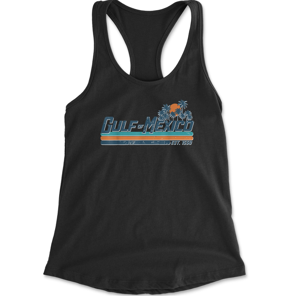 Gulf Of Mexico Established Year 1550 Racerback Tank Top for Women Black