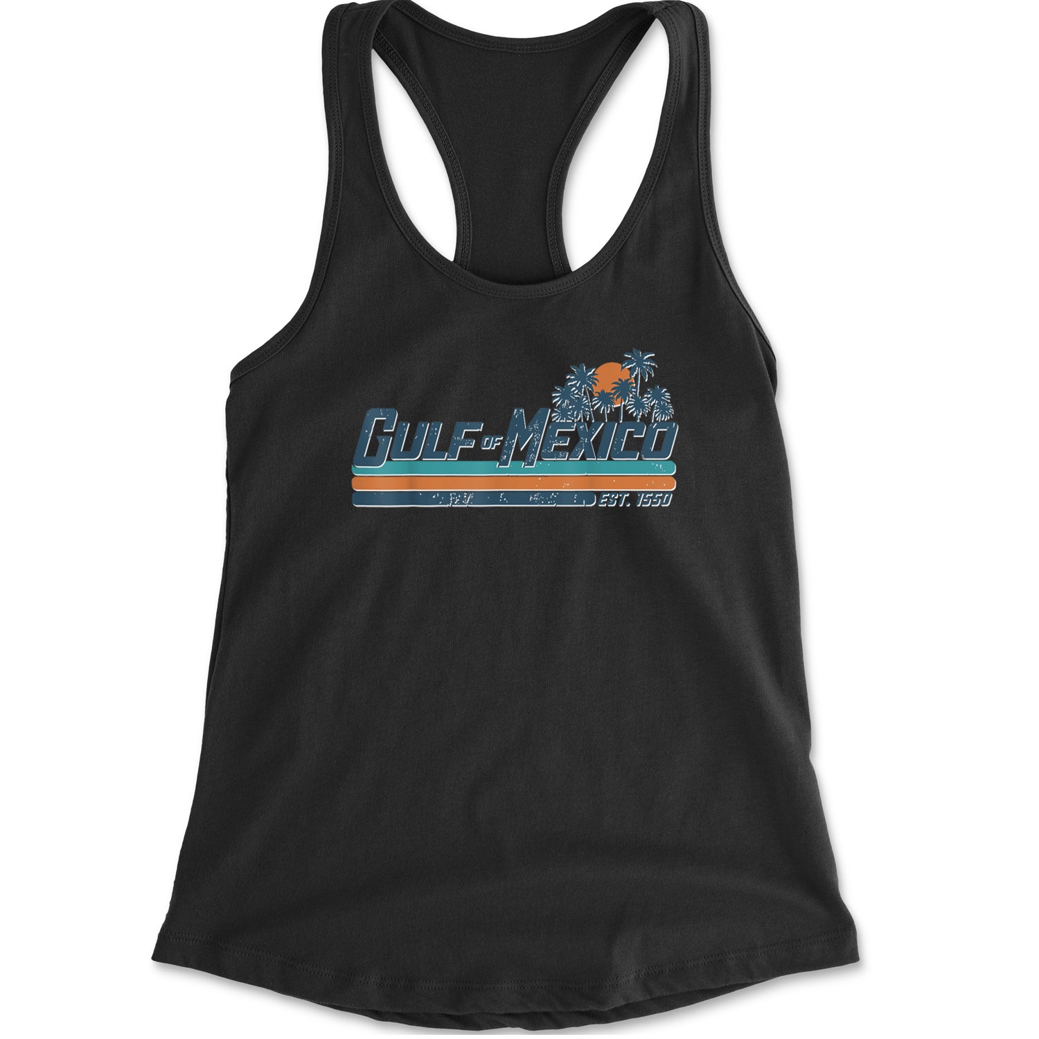 Gulf Of Mexico Established Year 1550 Racerback Tank Top for Women Heather Grey