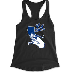 Los Angeles Baseball Batter Up Racerback Tank Top for Women Black