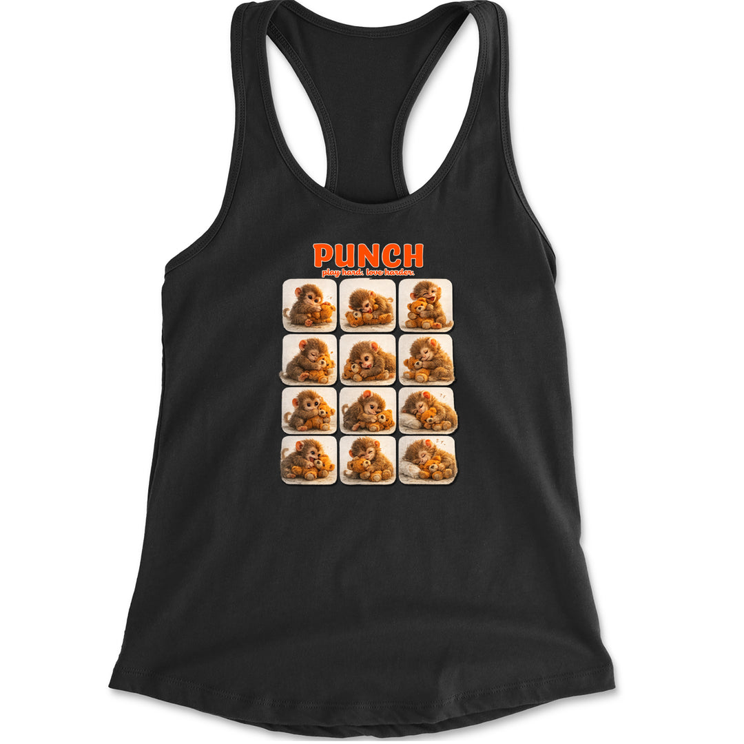 Punch Play Hard Love Harder Racerback Tank Top for Women Black