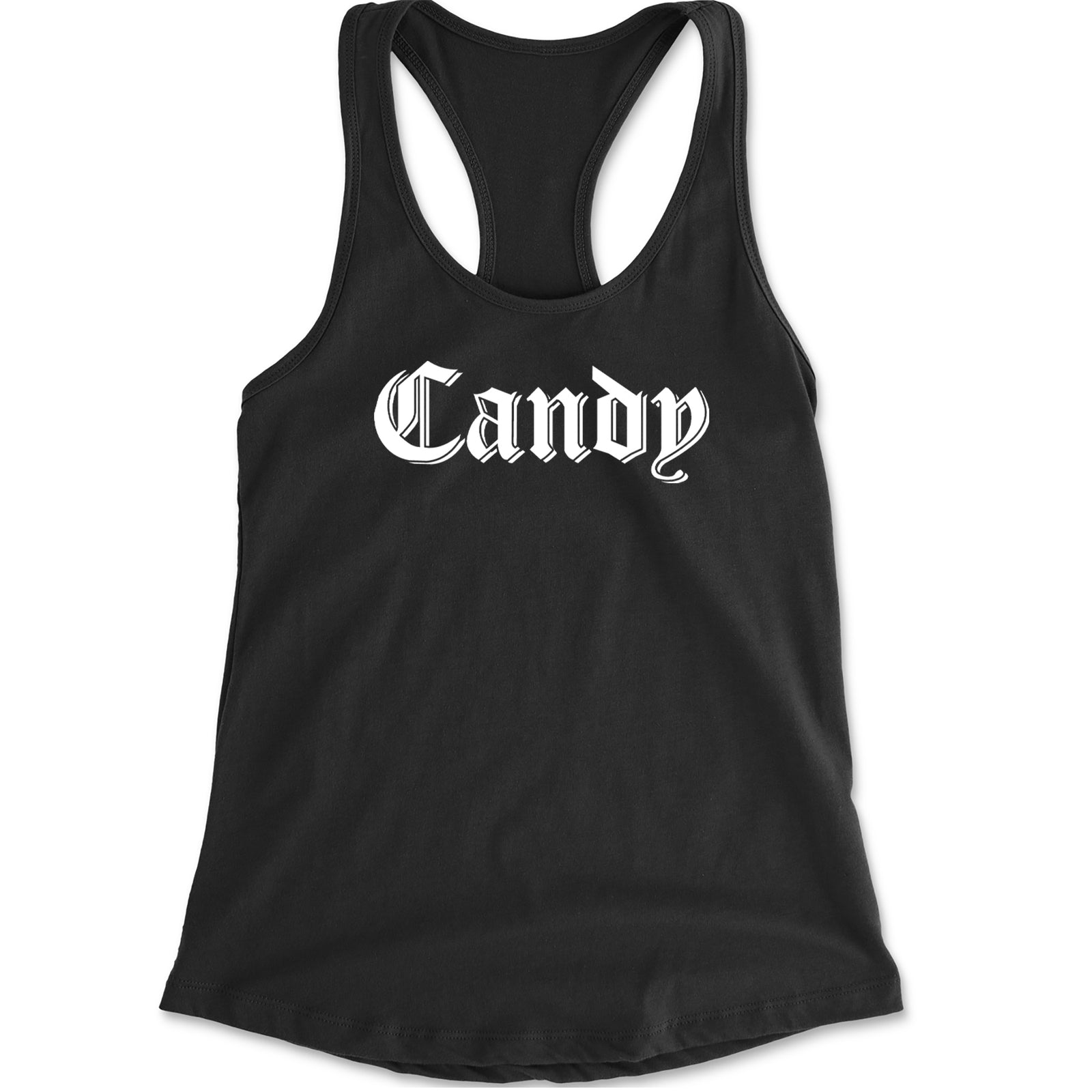 Candy Gothic Lettering Racerback Tank Top for Women Black