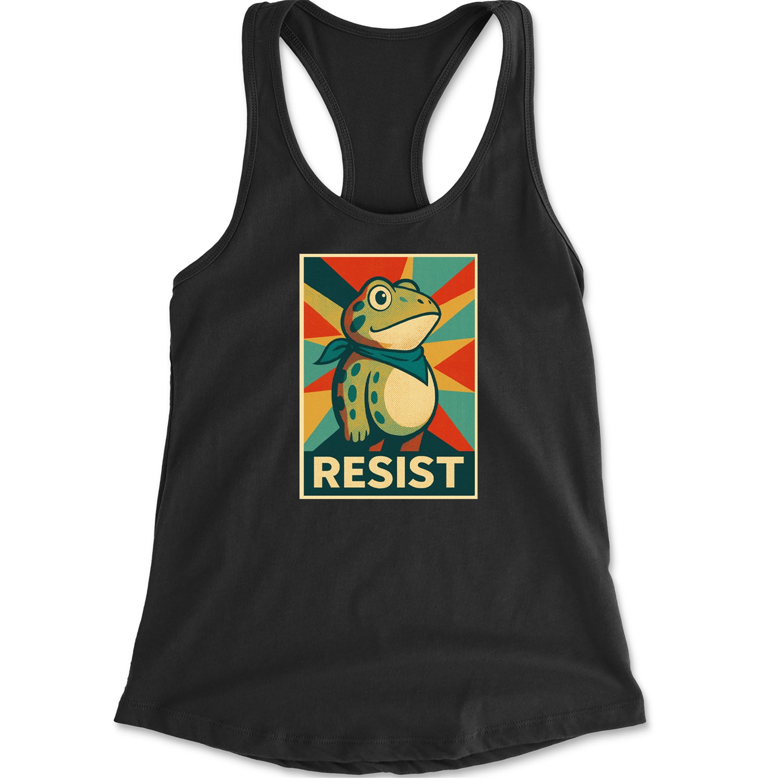 Resist Portland Protest Frog Racerback Tank Top for Women Black