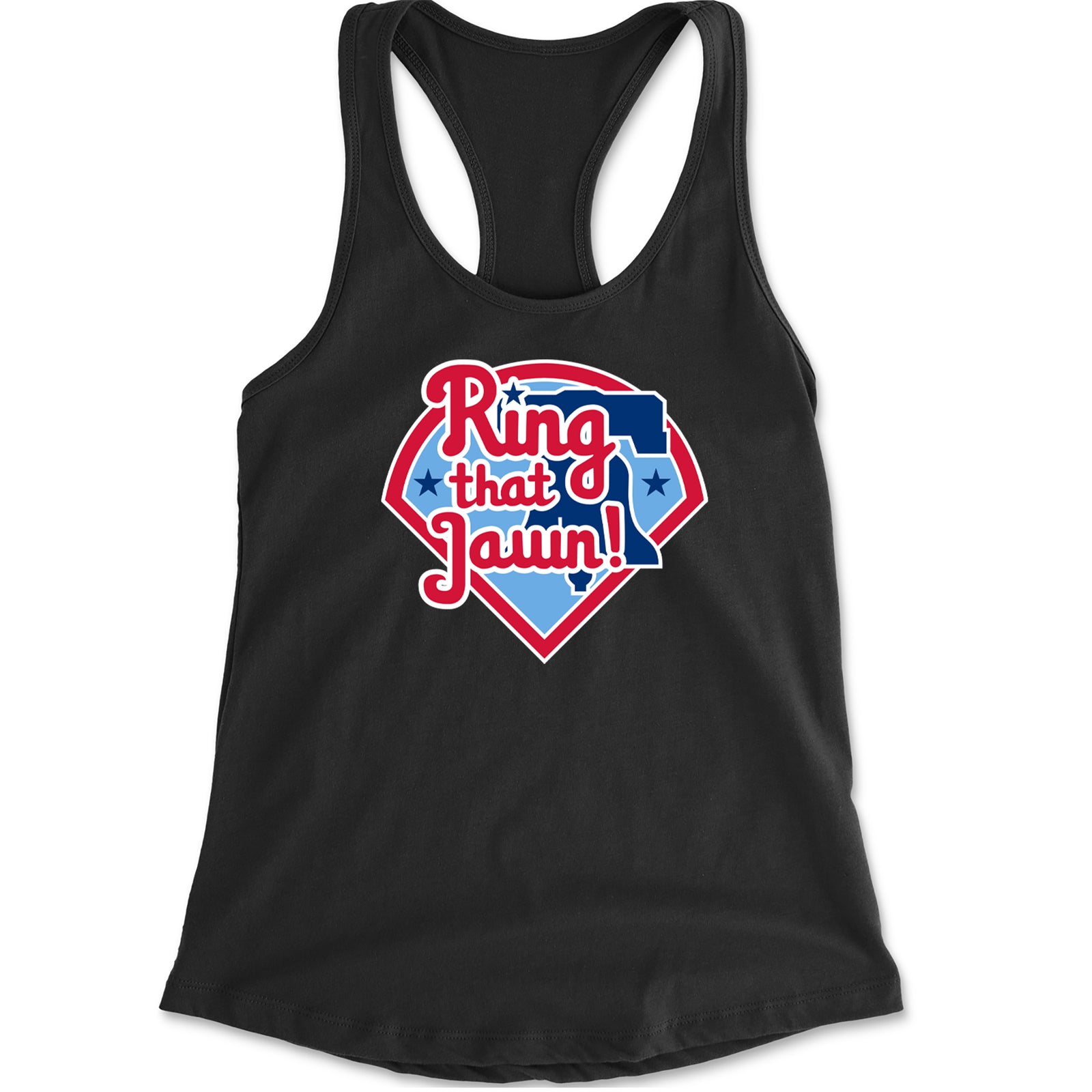 Ring That Jawn Philly Baseball Racerback Tank Top for Women Charcoal Grey