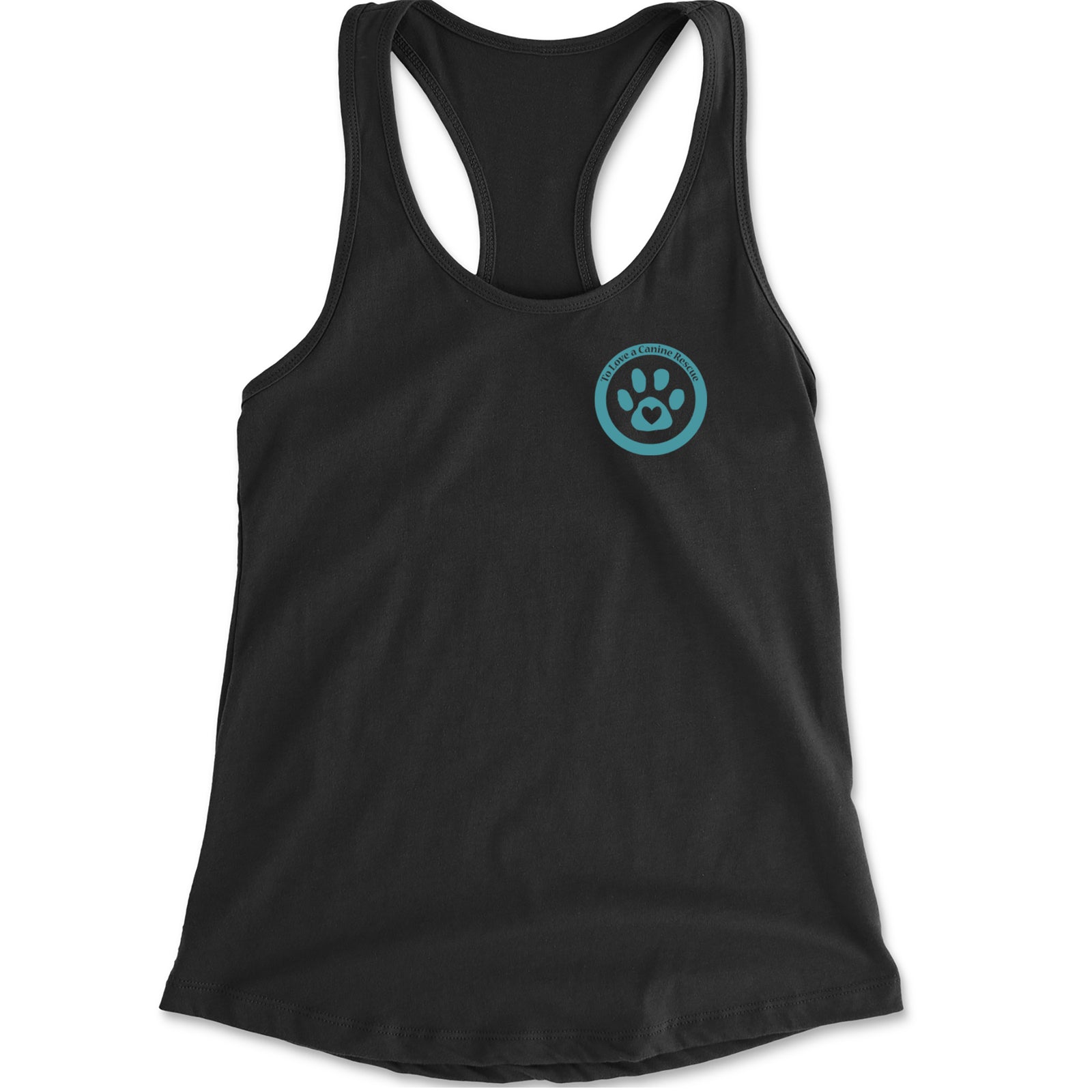 TLC To Love a Canine Dog Rescue Teal Racerback Tank Top for Women Black
