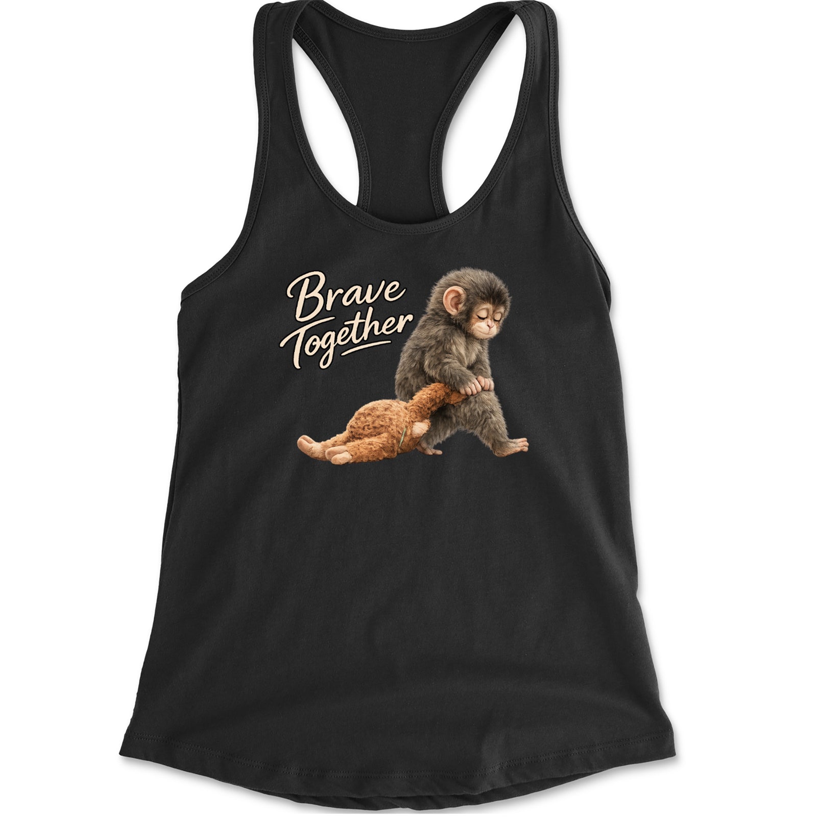 Punch Brave Together Stuffed Animal Racerback Tank Top for Women Black