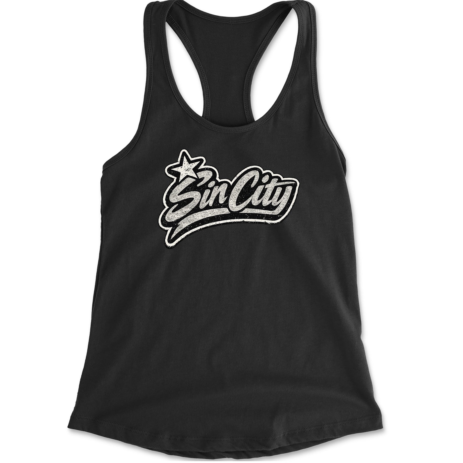 Sin City Vegas Retro Vintage Racerback Tank Top for Women Black