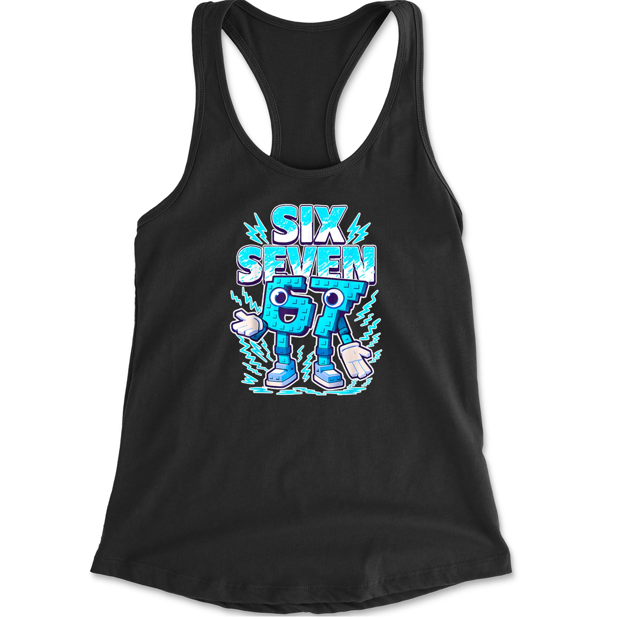 67 Brainrot Meme Slang Racerback Tank Top for Women Black