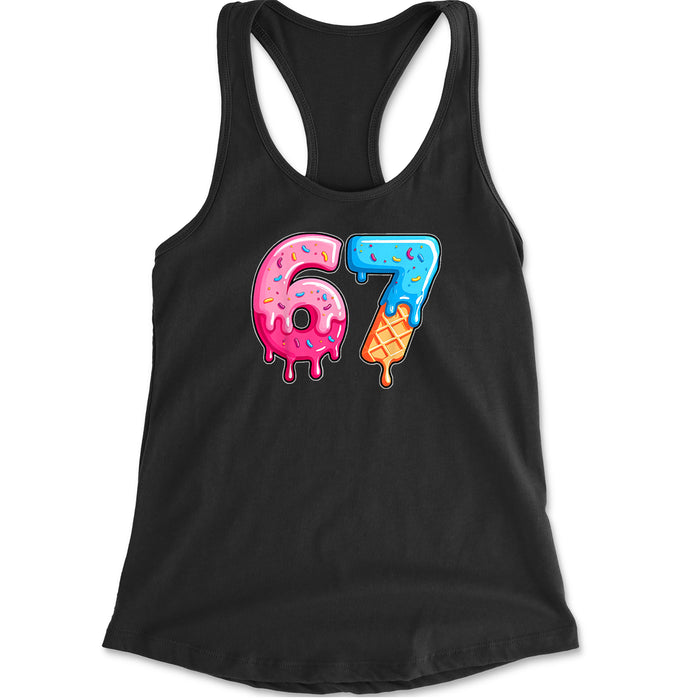 67 Dripping Ice Cream Donut Melt Racerback Tank Top for Women