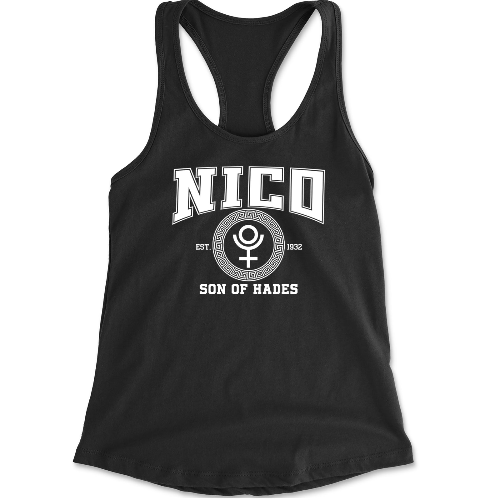 Nico Son of Hades Underworld Crest Racerback Tank Top for Women Black