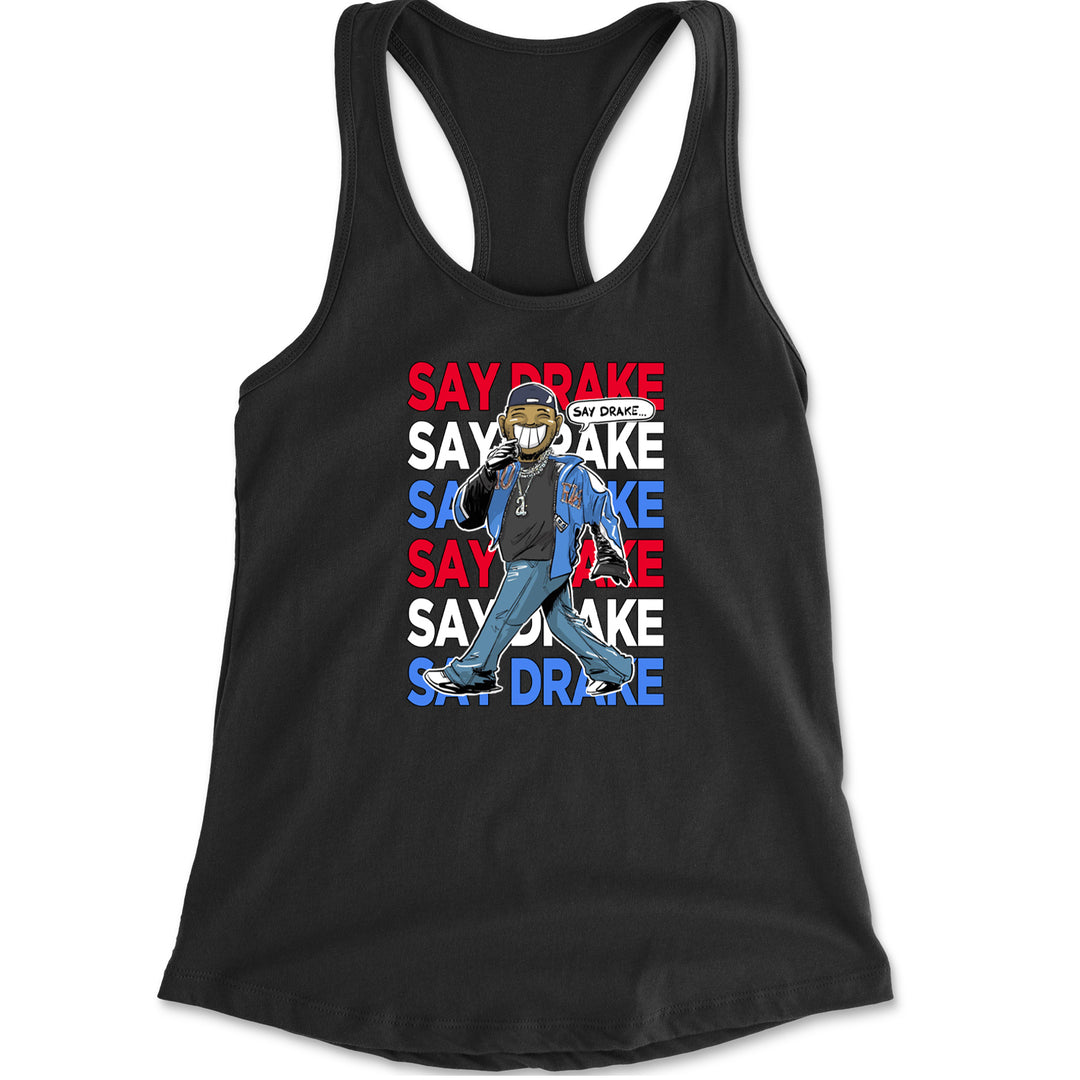 Say Drake Smiling Meme Mustard Racerback Tank Top for Women Black