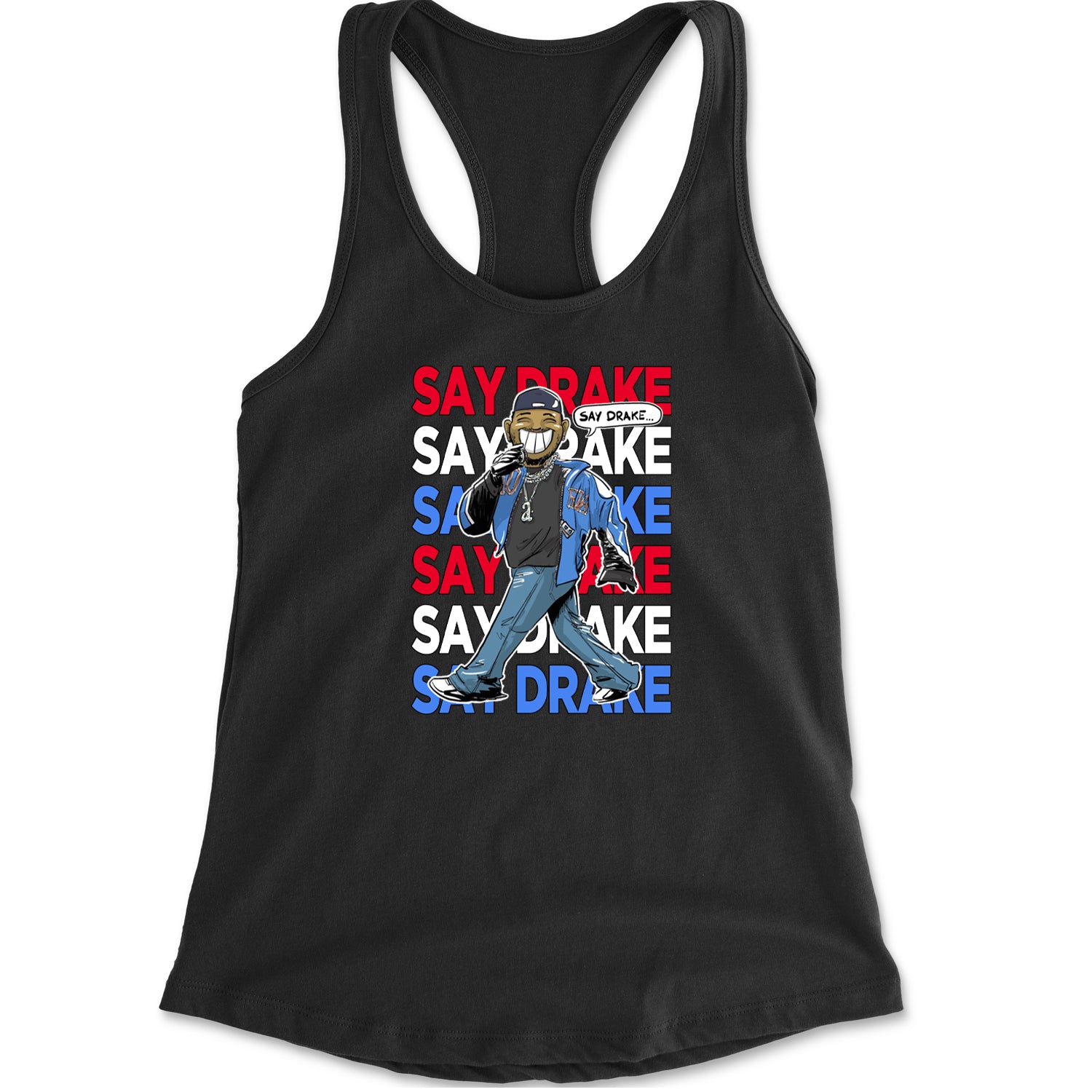 Say Drake Smiling Meme Mustard Racerback Tank Top for Women Charcoal Grey