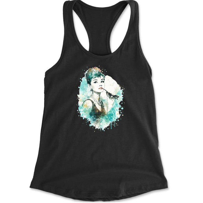 Mrs. Herpburn Iconic Watercolors Racerback Tank Top for Women