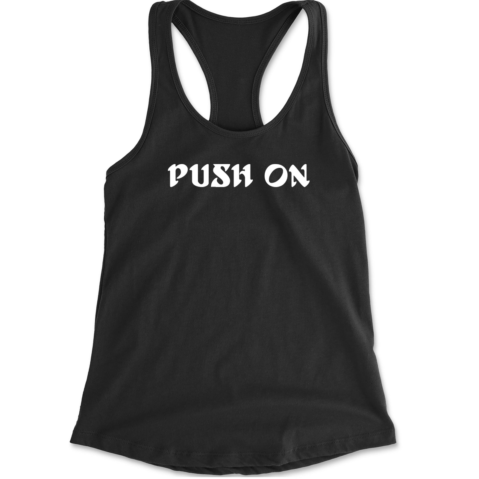 Push On Tush Push Racerback Tank Top for Women Black
