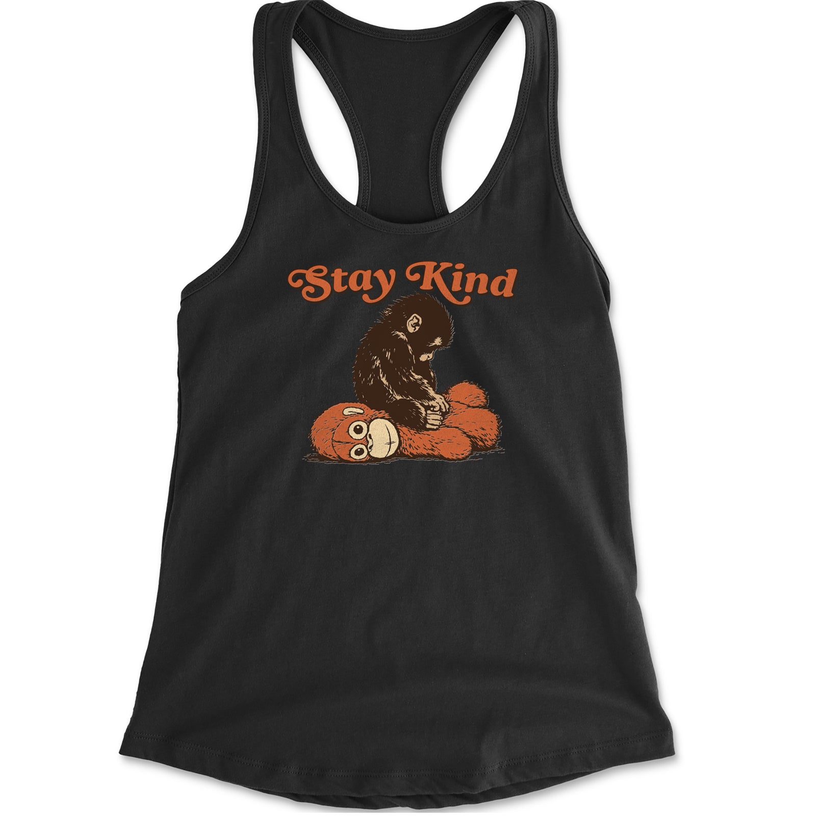 Punch Stay Kind Macaque Racerback Tank Top for Women Black