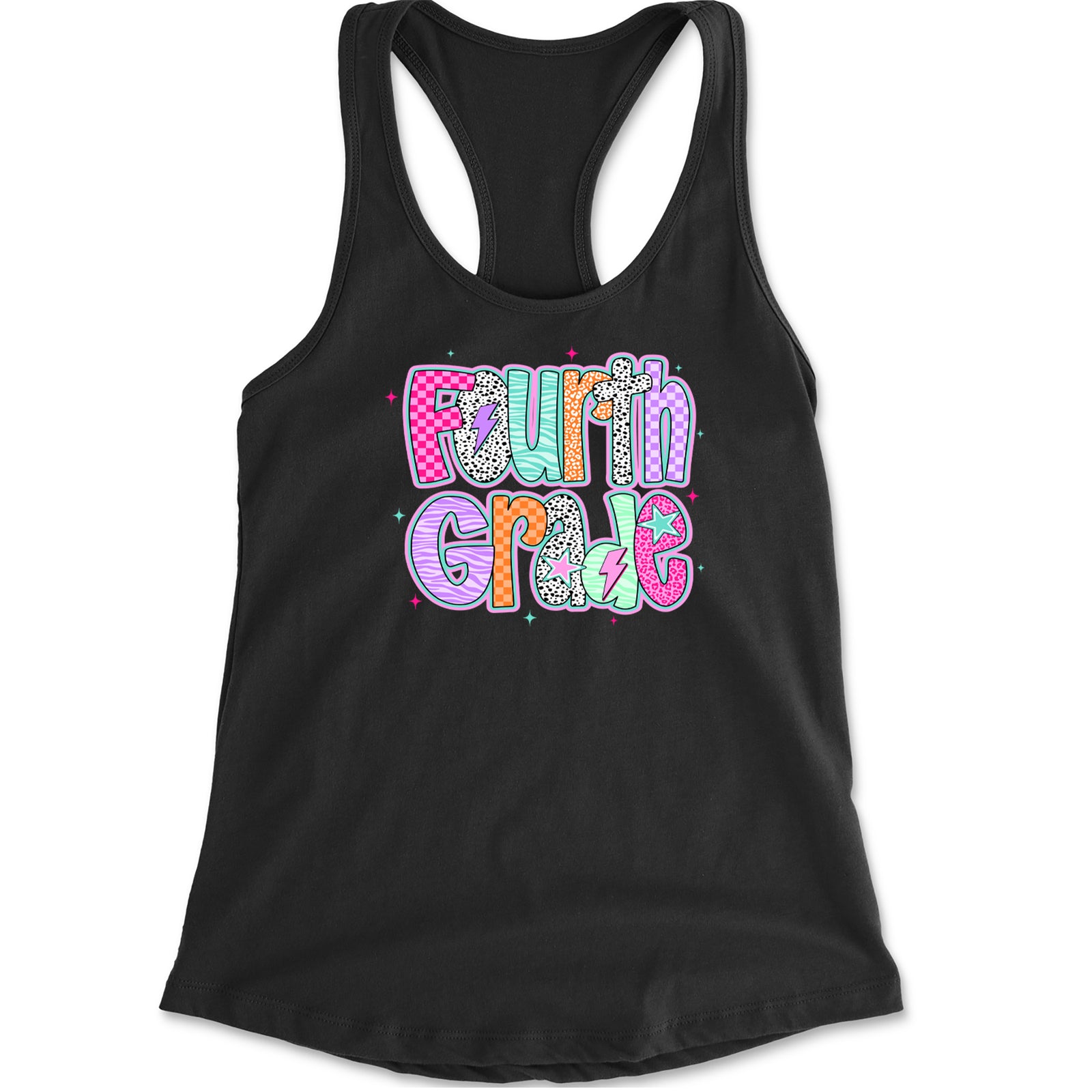 Fourth Grade Fierce Colorful Back to School Racerback Tank Top for Women Black