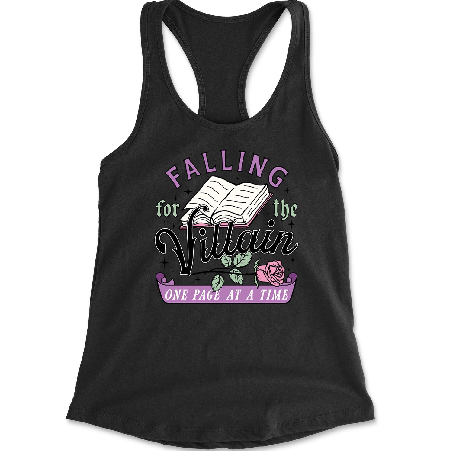 Falling For The Villain One Page At A Time Racerback Tank Top for Women Heather Grey