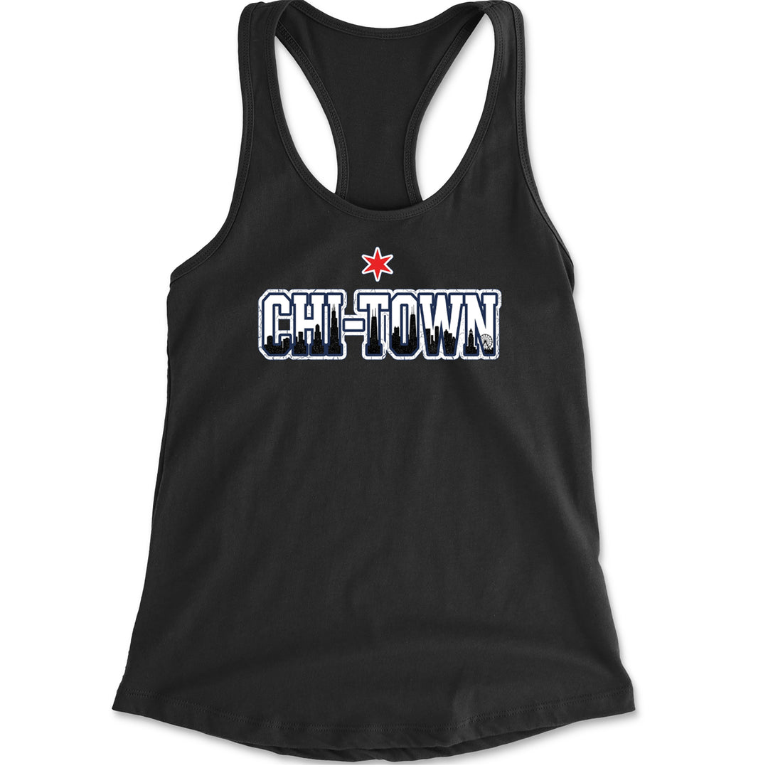 Chicago Chi-Town City Pride Racerback Tank Top for Women Black