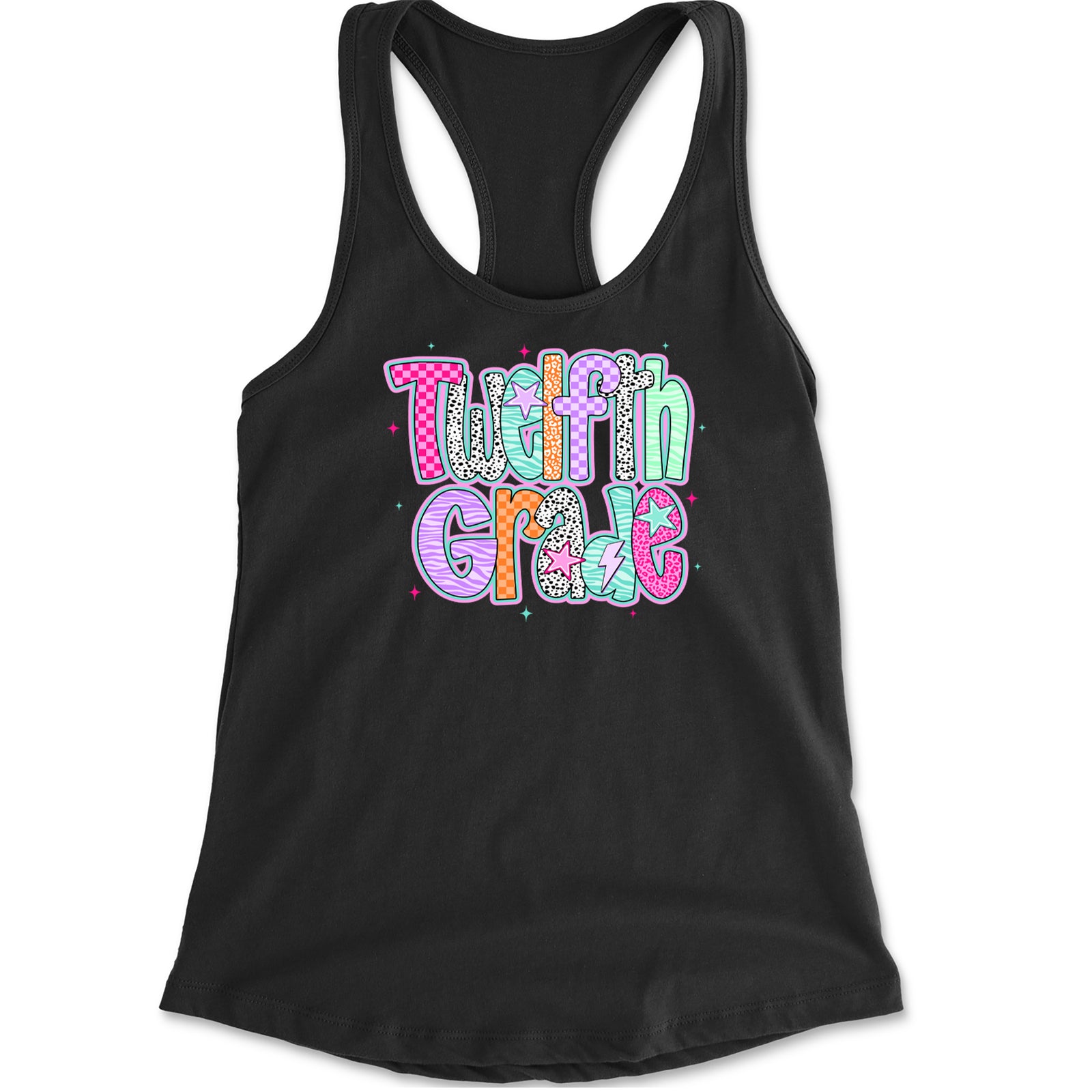Senior Year Colorful Back to School Racerback Tank Top for Women Black