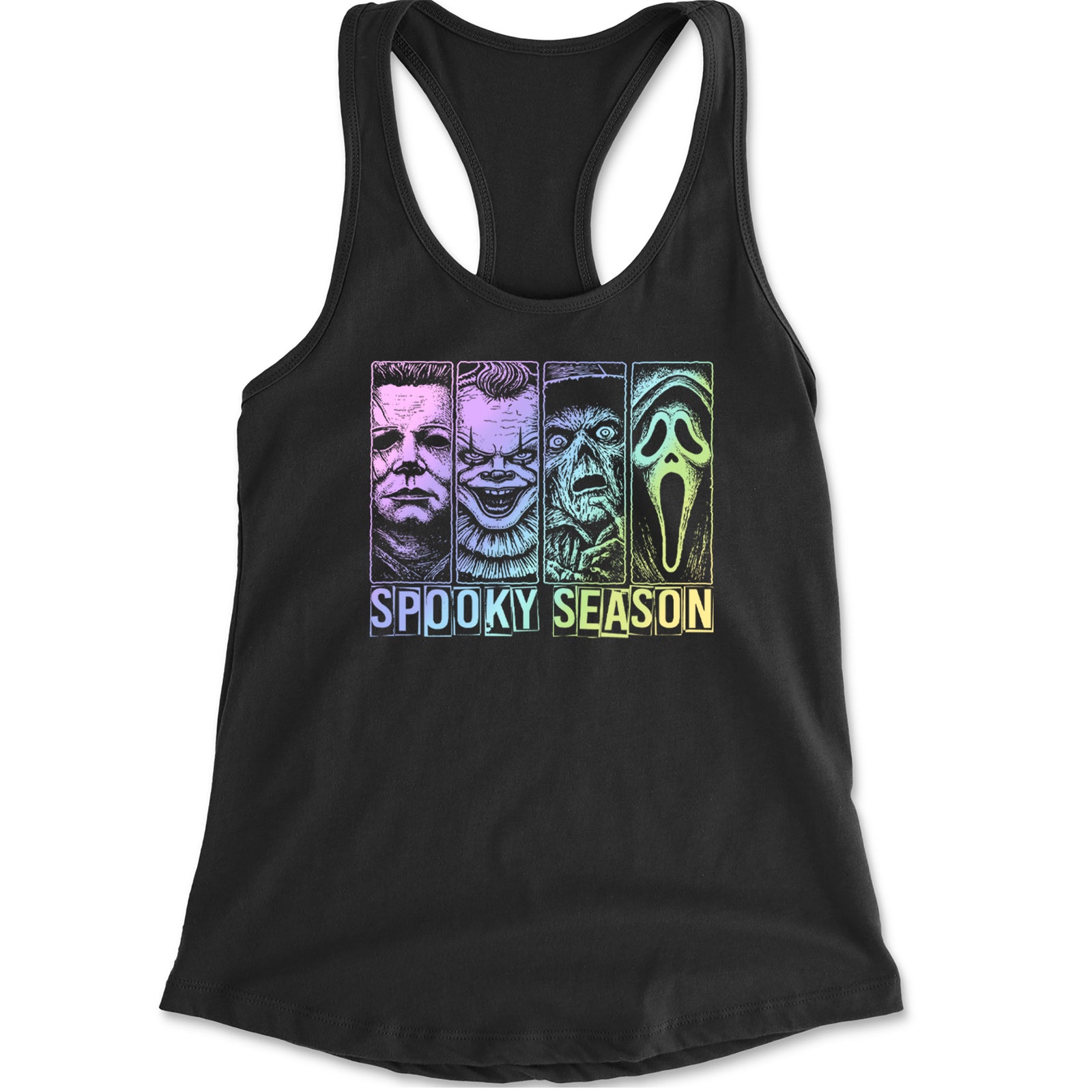 Spooky Season Horror Icons Halloween Racerback Tank Top for Women Black