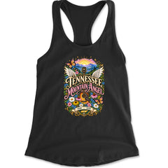 Tennessee Mountain Angel Wings Dolly Racerback Tank Top for Women Black