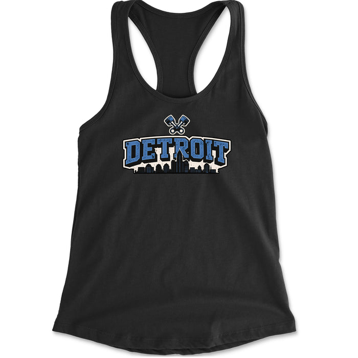 Detroit Motor City Retro Piston Racerback Tank Top for Women