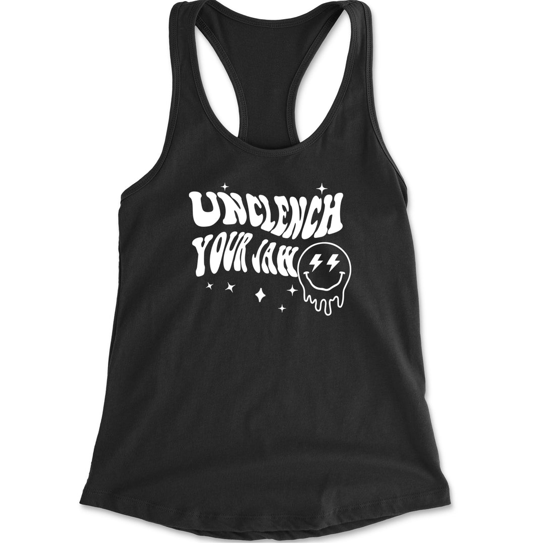 Unclench Your Jaw Festival Rave EDM Racerback Tank Top for Women Black