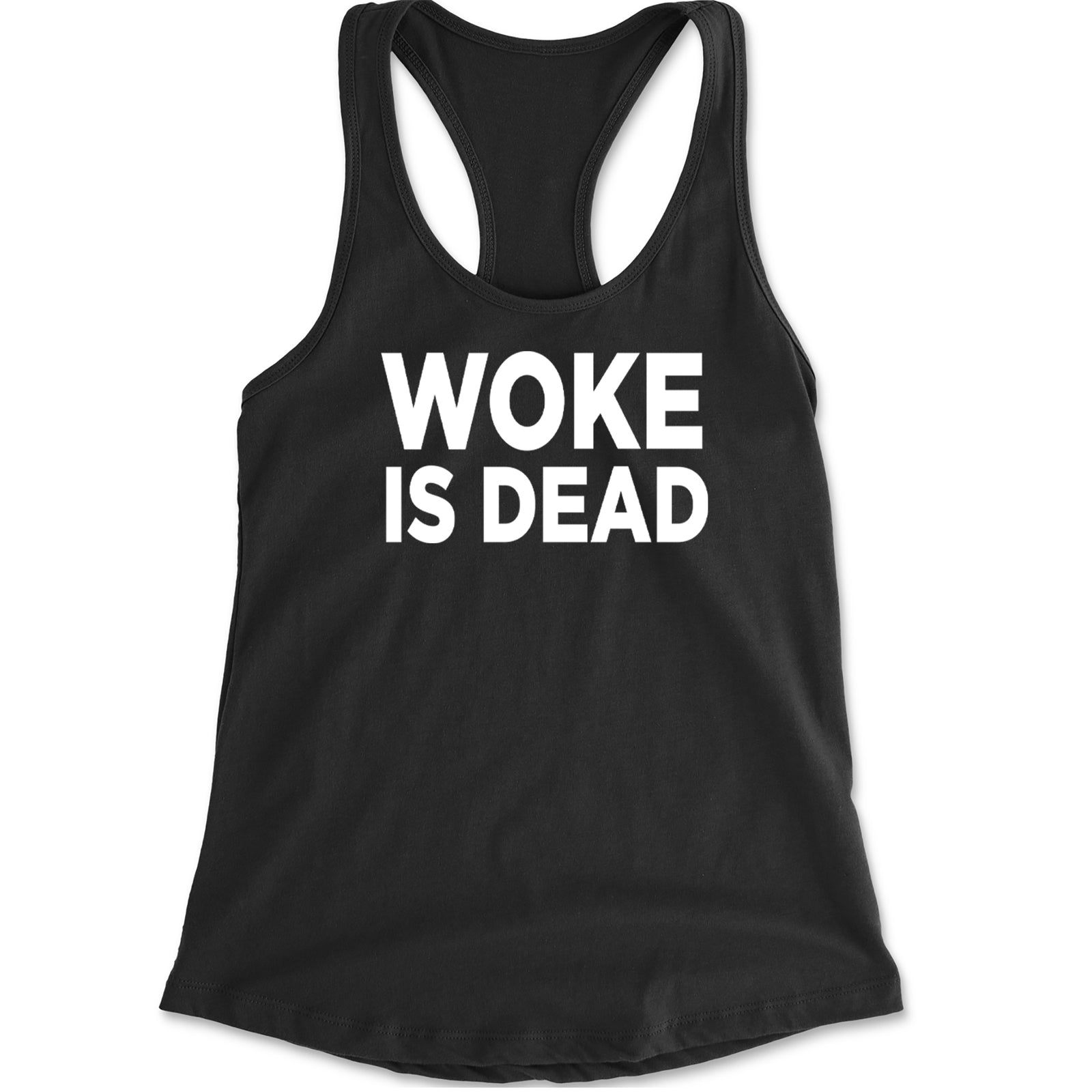 Woke Is Dead Satire Racerback Tank Top for Women Black