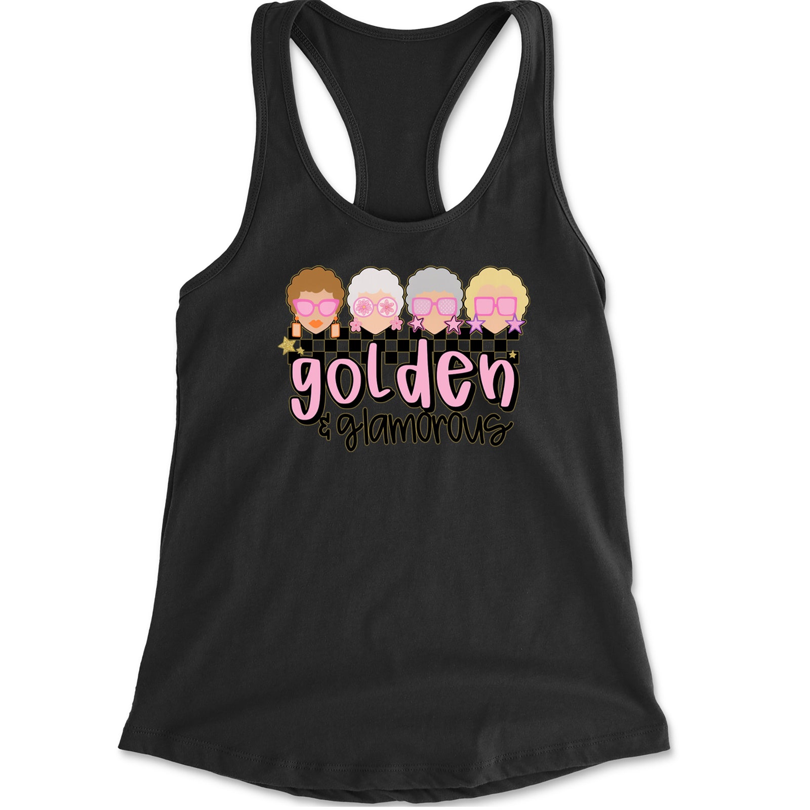 Golden And Glamorous Golden Girls Racerback Tank Top for Women Black