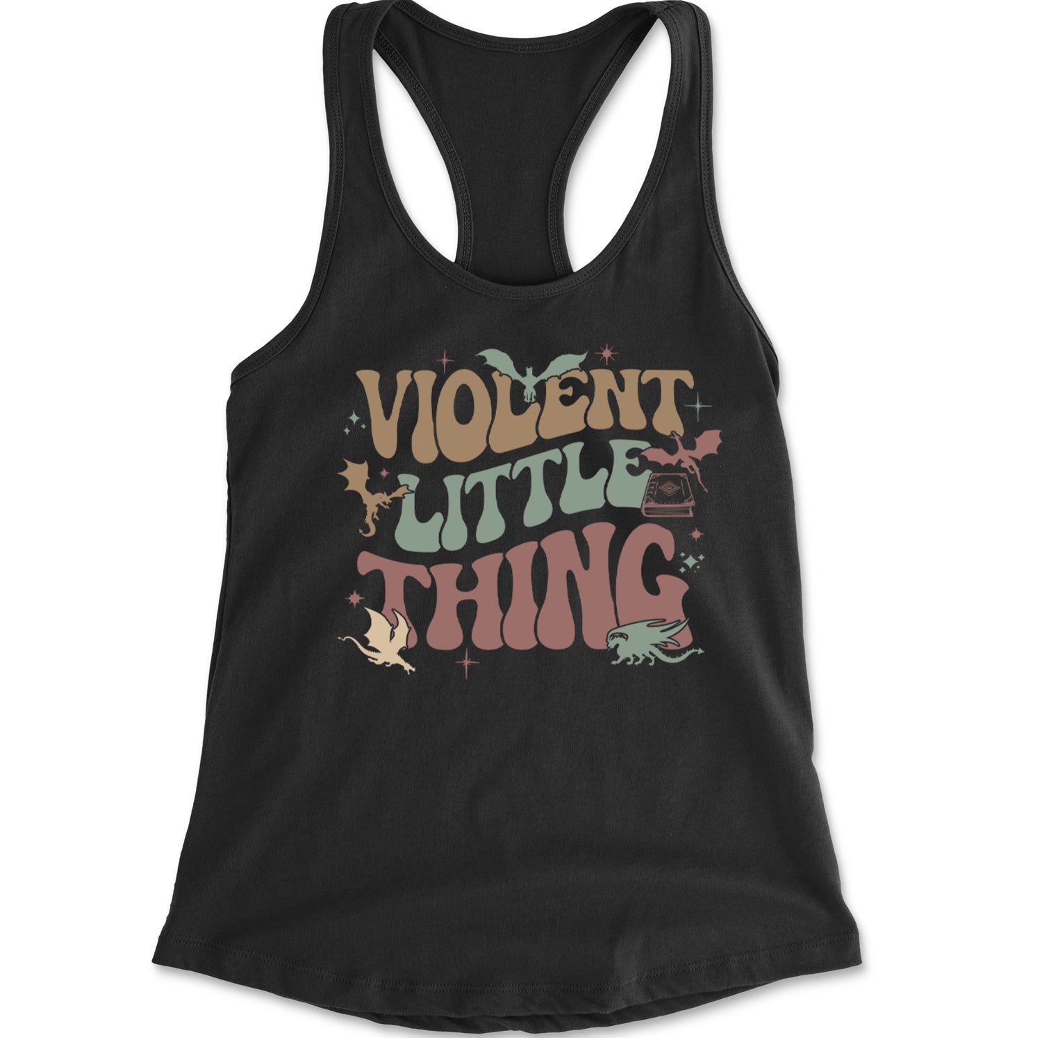 Violent Little Thing Dragon Racerback Tank Top for Women Charcoal Grey