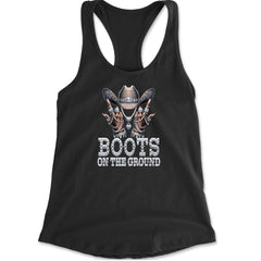 Boots On The Ground Bling Racerback Tank Top for Women Black