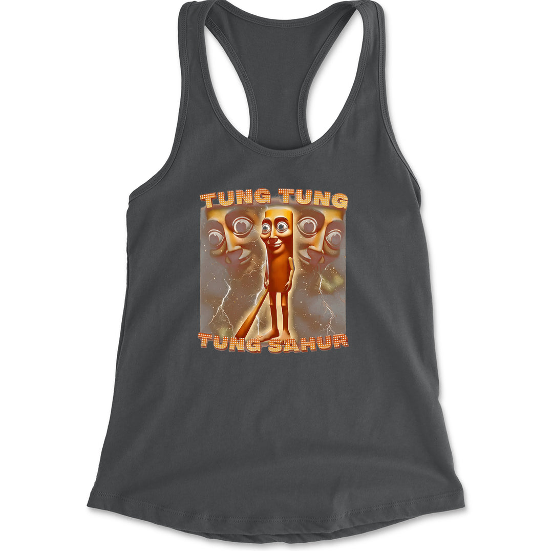Tung Tung Tung Sahur Enforcer Racerback Tank Top for Women Charcoal Grey