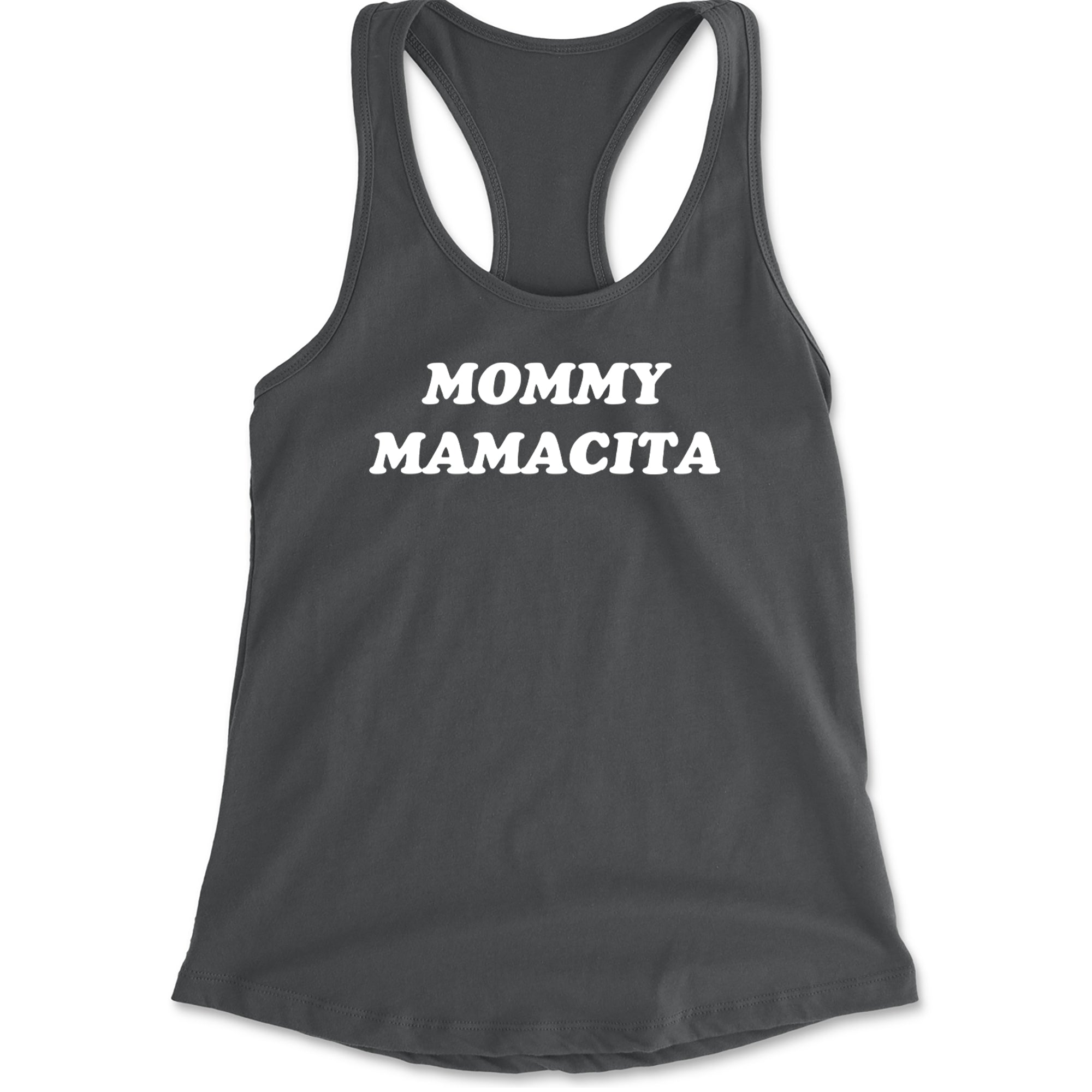 Mommy Mamacita Love Island Racerback Tank Top for Women Charcoal Grey