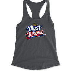 Trust The Throne Crown Philly Hoops graphic on Women's Lightweight Racerback Tank in Charcoal Grey