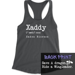 Xaddy Save A Dragon Ride A Wingleader Racerback Tank Top for Women Charcoal Grey