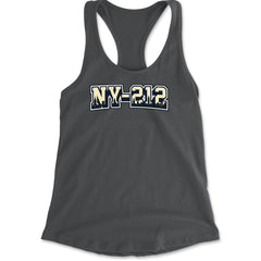New York City 212 Area Code Skyline  Racerback Tank Top for Women Charcoal Grey