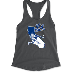 Los Angeles Baseball Batter Up Racerback Tank Top for Women Charcoal Grey