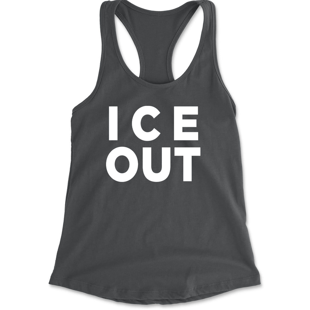 Ice Out Protest Racerback Tank Top for Women Charcoal Grey