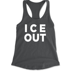 Ice Out Protest Racerback Tank Top for Women Charcoal Grey