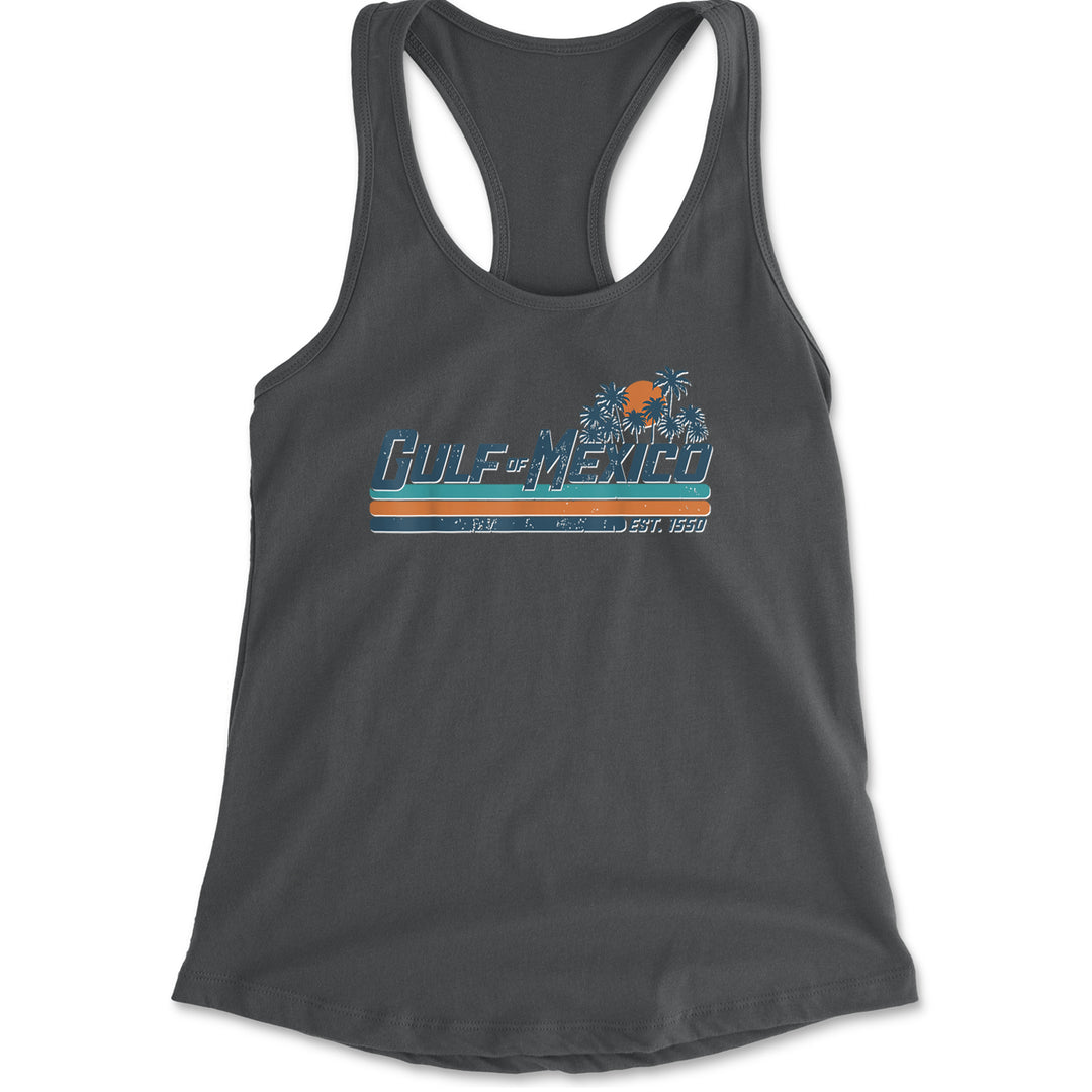 Gulf Of Mexico Established Year 1550 Racerback Tank Top for Women Charcoal Grey