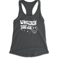 Unclench Your Jaw Festival Rave EDM Racerback Tank Top for Women Charcoal Grey