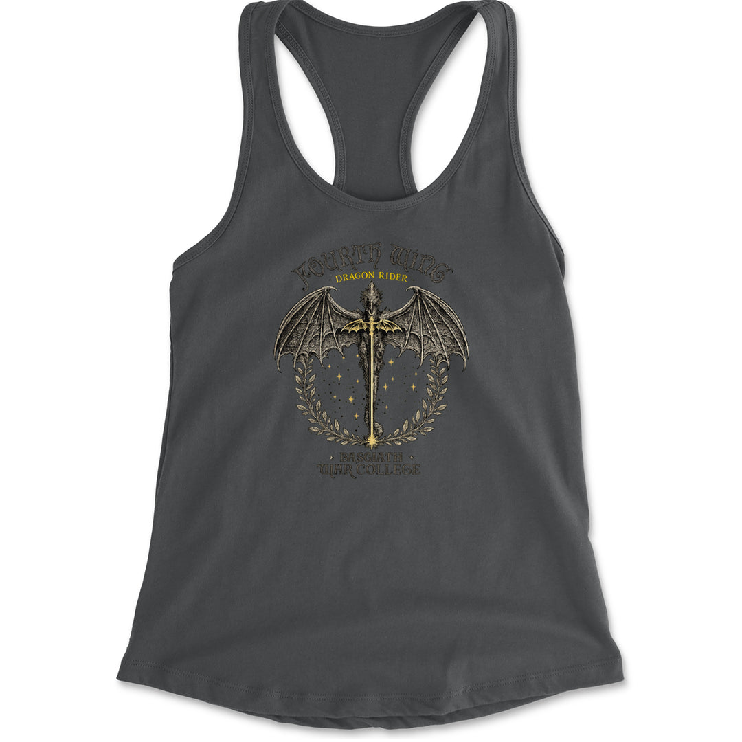 Fourth Wing Dragon Rider Vintage Basgiath War College Racerback Tank Top for Women Charcoal Grey