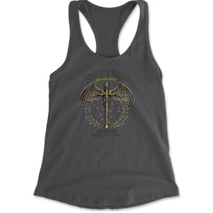 Fourth Wing Dragon Rider Vintage Basgiath War College Racerback Tank Top for Women Charcoal Grey