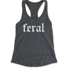 Feral Club Rat Festival Rave EDM Racerback Tank Top for Women Charcoal Grey