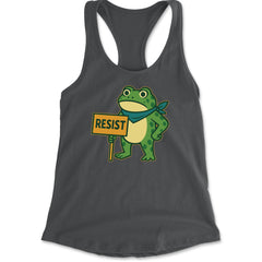Sign Resist Meme Frog Protest Racerback Tank Top for Women Charcoal Grey