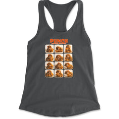 Punch Play Hard Love Harder Racerback Tank Top for Women Charcoal Grey
