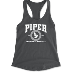 Piper Daughter of Aphrodite Rebel Heart Racerback Tank Top for Women Charcoal Grey