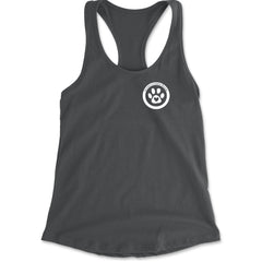 TLC To Love a Canine Dog Rescue White Racerback Tank Top for Women Charcoal Grey