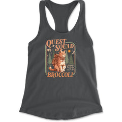 Quest Squad Broccoli Cat Fantasy Reader  Racerback Tank Top for Women Charcoal Grey
