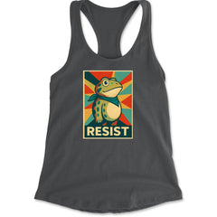 Resist Portland Protest Frog Racerback Tank Top for Women Charcoal Grey